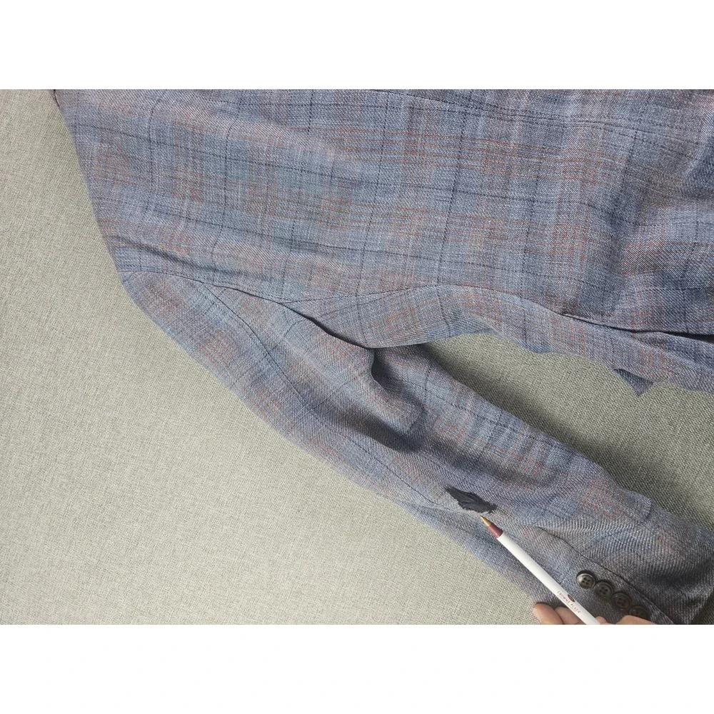 Brooks Brothers Sport Coat Mens 38 R Blue Plaid Linen Wool Itlay Half Lined